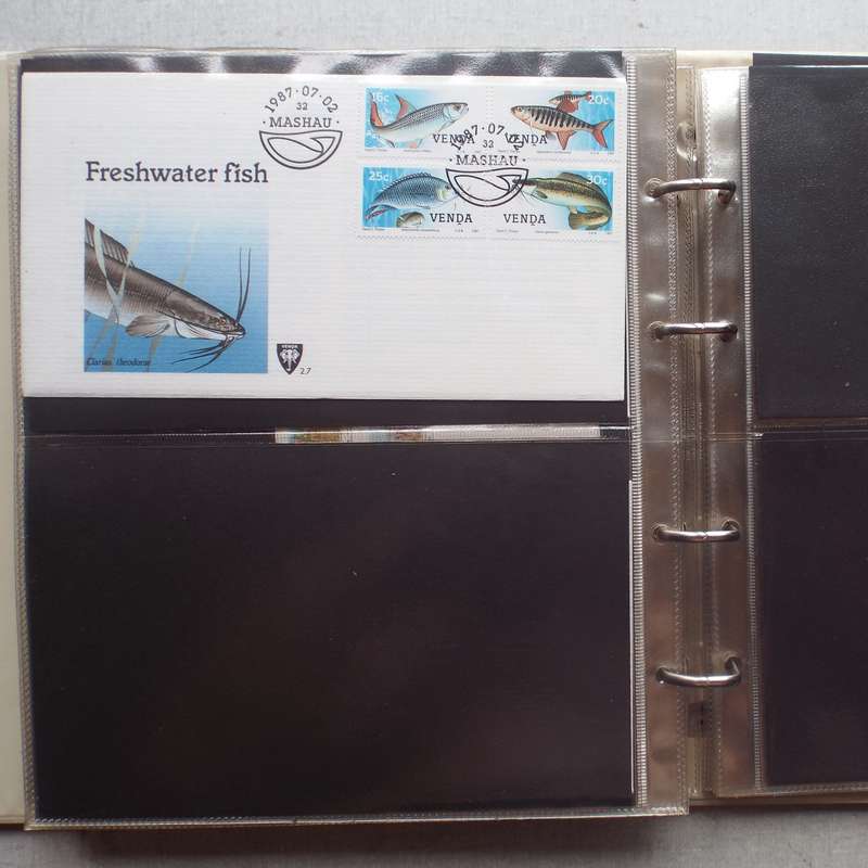 FDC Album - 20 Double-sided Album Pages - Includes Venda FDC's, Collectors Cards