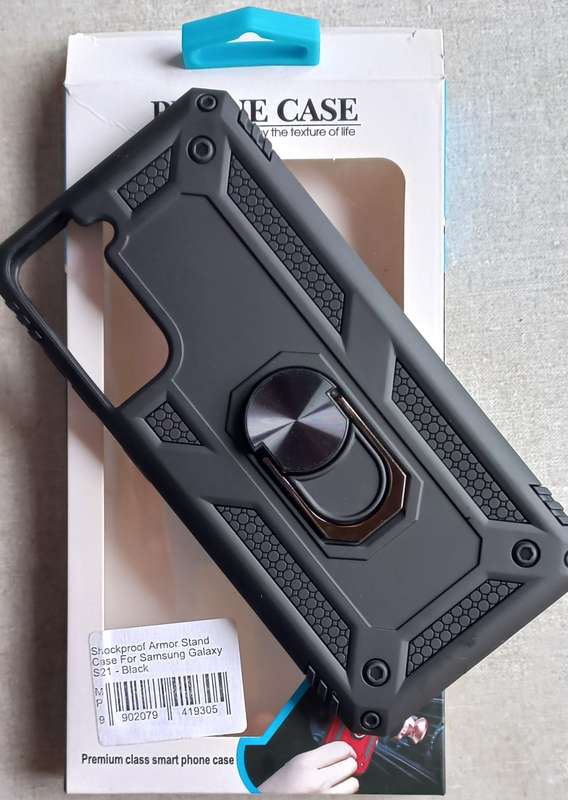 Shockproof Armor Stand Case For Samsung Galaxy S21 - Black