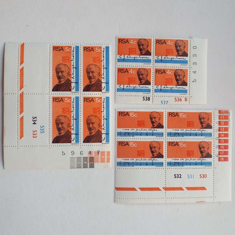 RSA - 1973 Birth Centenary of CJ Langenhoven - Full Set in Control Blocks - MNH