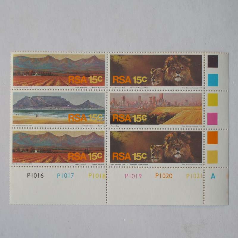 RSA - 1975 Tourism - Setenant Control Block of 6 (Pane A) - MNH
