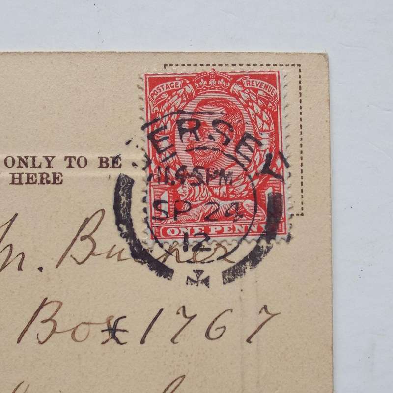 VINTAGE POSTCARD from Jersey to Johannesburg - 1912 with Clear Postmark