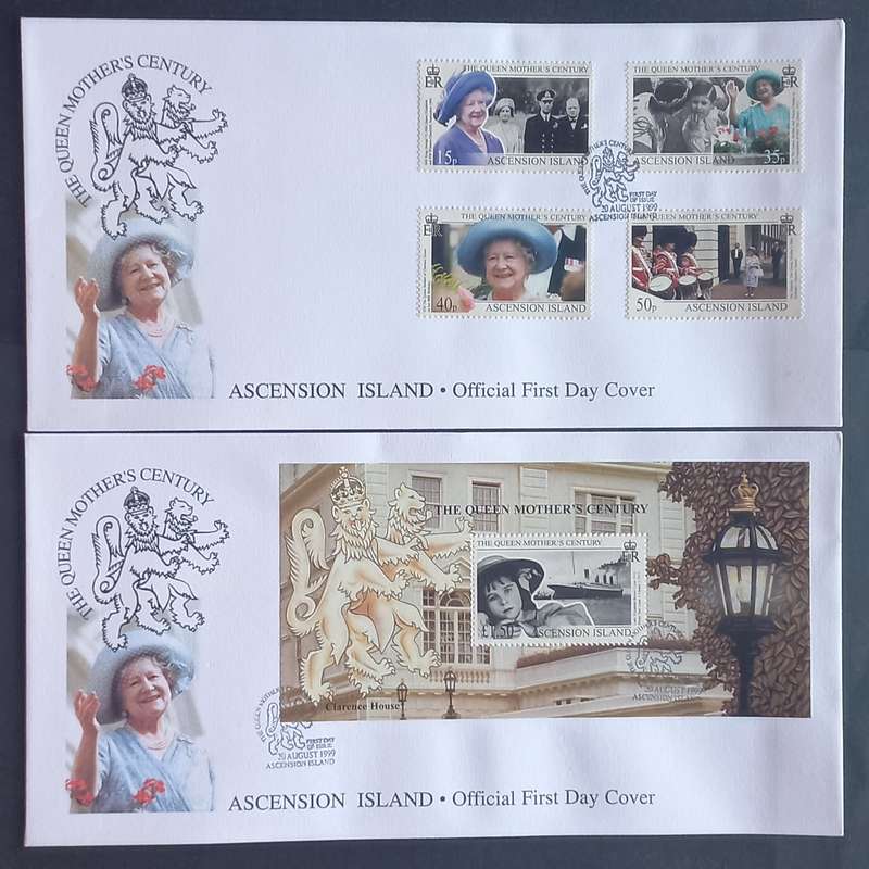 Ascension Island - 1999 Queen Elizabeth the Queen Mother - 2 x FDC's