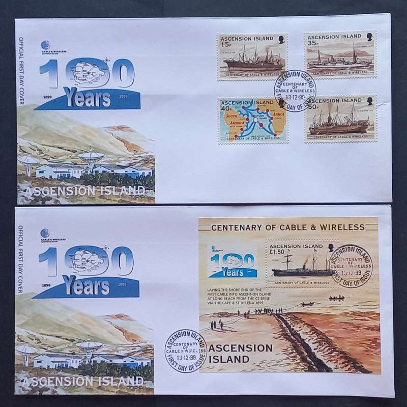 Ascension Island - 1999 Centenary of Cable & Wireless Communication - 2 x FDC's
