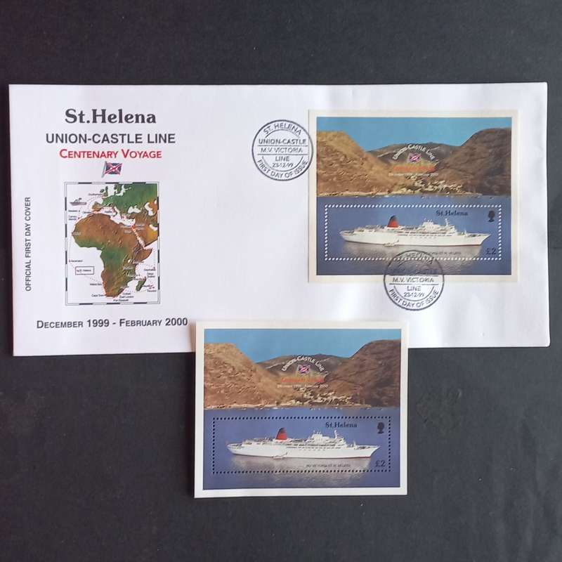 St. Helena - 1999 Union Castle Line - Miniature Sheet plus Official FDC