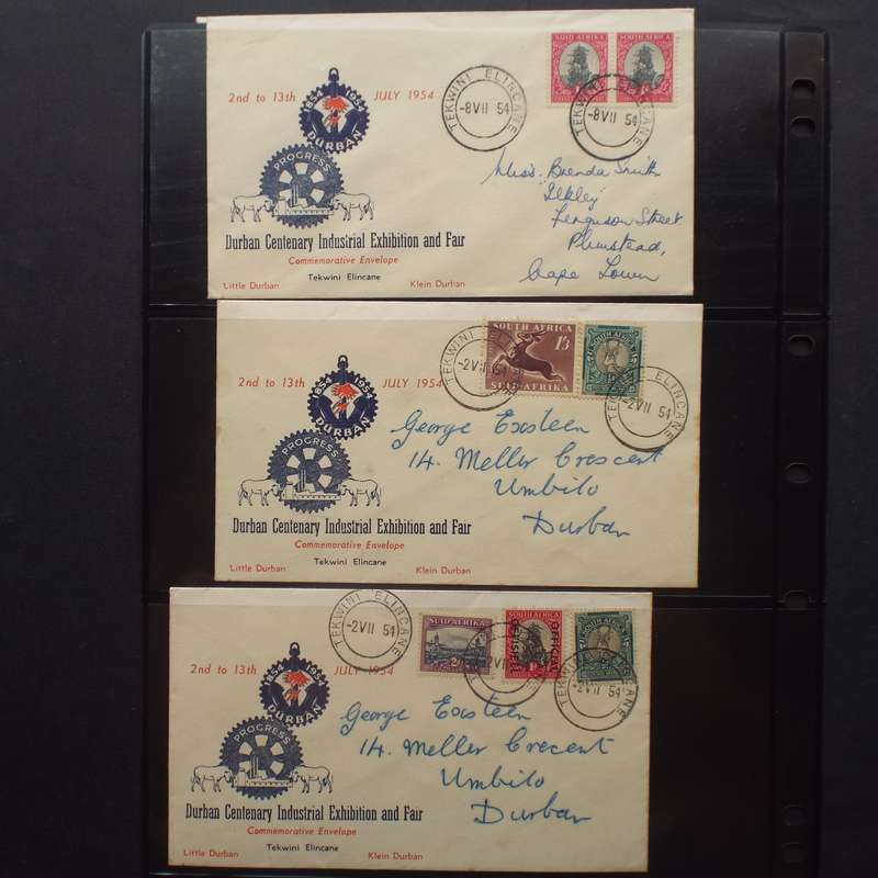 Union - 1954 Durban Centenary Industrial Exhibition and Fair - 6 Comm Covers