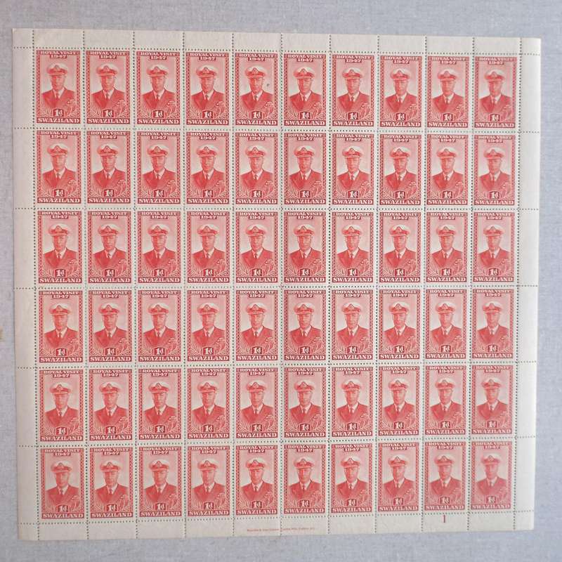 Swaziland - 1947 Royal Visit - Full Set of Full Sheets of 60 - Unused
