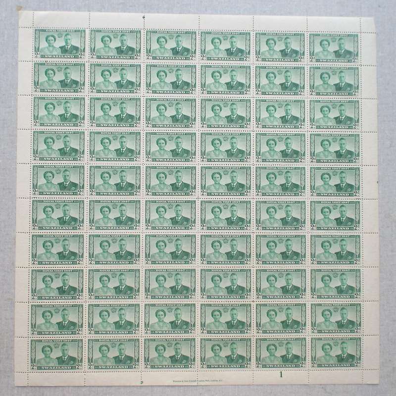 Swaziland - 1947 Royal Visit - Full Set of Full Sheets of 60 - Unused