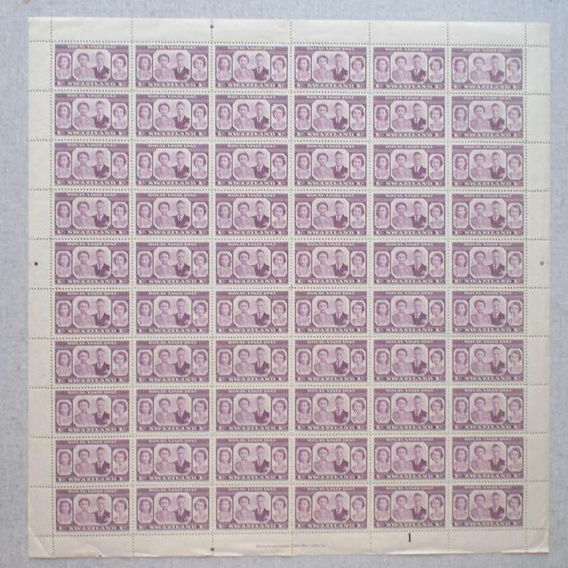 Swaziland - 1947 Royal Visit - Full Set of Full Sheets of 60 - Unused