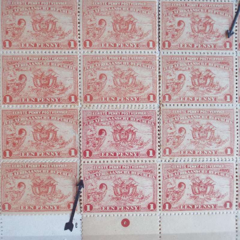 Transvaal - 1895 Introduction of the Penny Red - Reconstructed Block of 30 incl "Cracked Plate" Flaw
