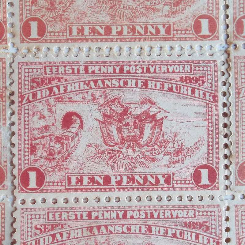 Transvaal - 1895 Introduction of the Penny Red - Reconstructed Block of 30 incl "Cracked Plate" Flaw