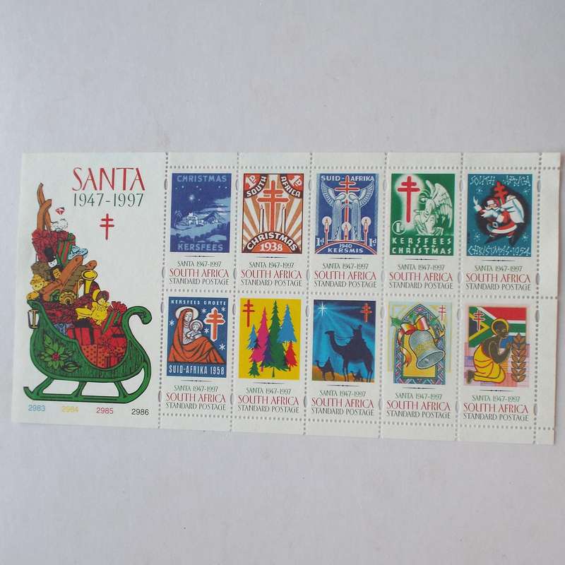RSA - 1977 SANTA. 50th Anniv of Christmas Stamps - Full Sheetlet of 10 - MNH