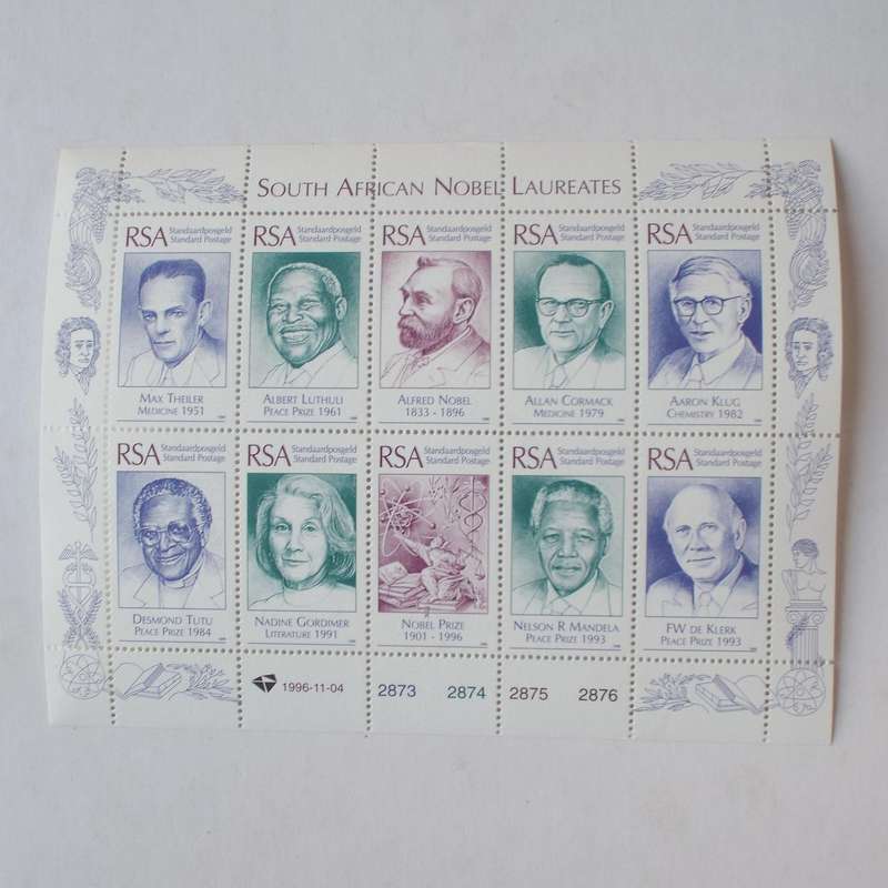 RSA - 1996 South African Nobel Laureates - Full Sheetlet - MNH