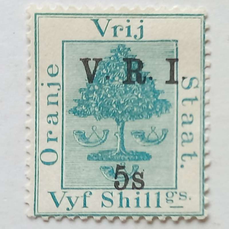 OFS - 1900 Optd and Surch (2nd print) - 5s on 5/- Green - Single with short top to "5" - Unused