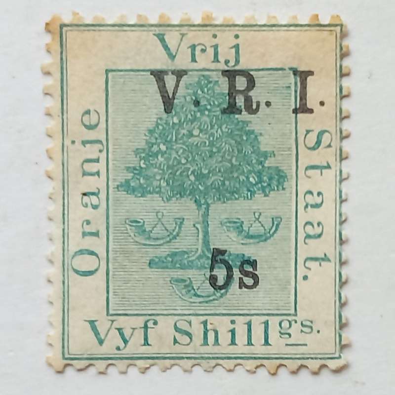 OFS - 1900 Optd and Surch (2nd print) - 5s on 5/- Green - Single with short top to "5" - Unused