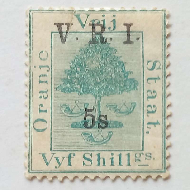 OFS - 1900 Optd and Surch (2nd print) - 5s on 5/- Green - Single - Unused