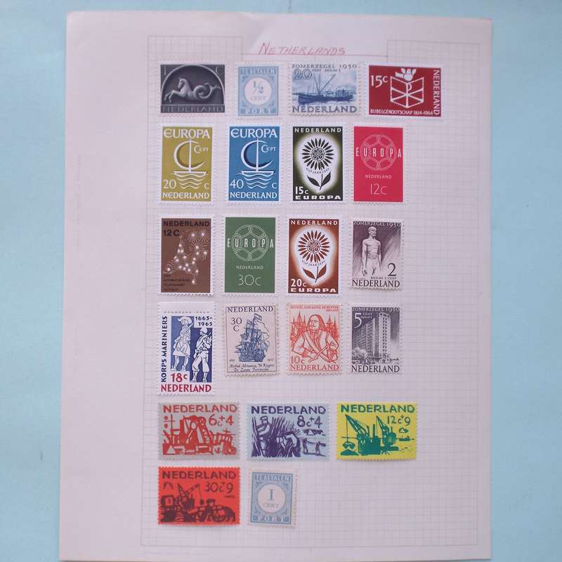Netherlands - Good Collection of Early Mint Stamps - All Mounted to Paper