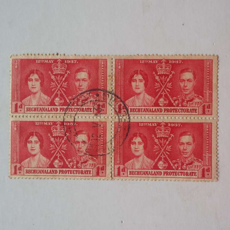 Bechuanaland Protectorate - 1937 Coronation KGVI - 1d Scarlet - Block of 4 - CTO