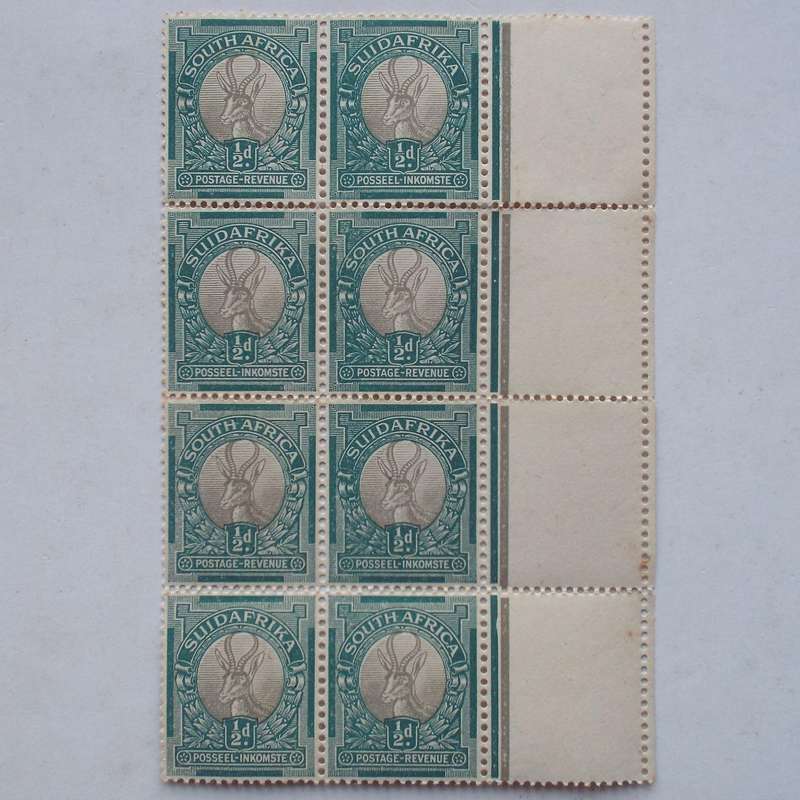 Union - 1926 Defin Issue "London Pictorials" - 1/2d Grey & Green - Block of 8 - Unused