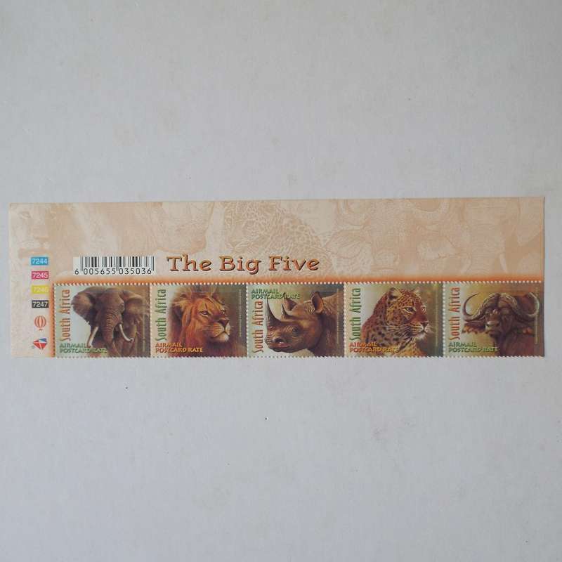 RSA - 2001 The Big Five - Setenant Control Strip of 5 - Unused