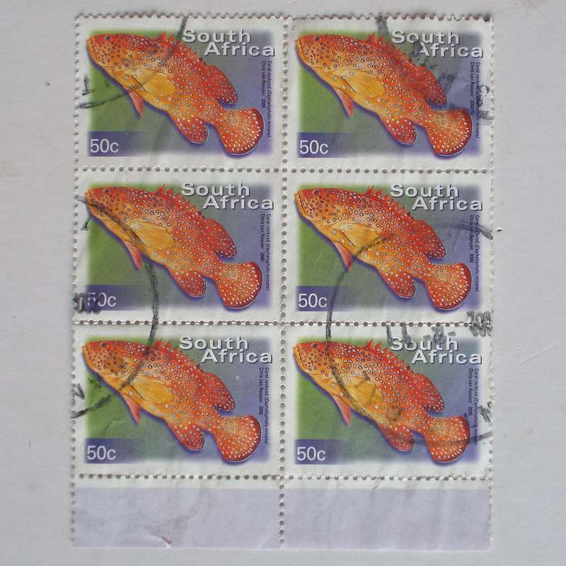 RSA - 2000 7th Defin Issue - 50c - Block of 6 - Postally Used