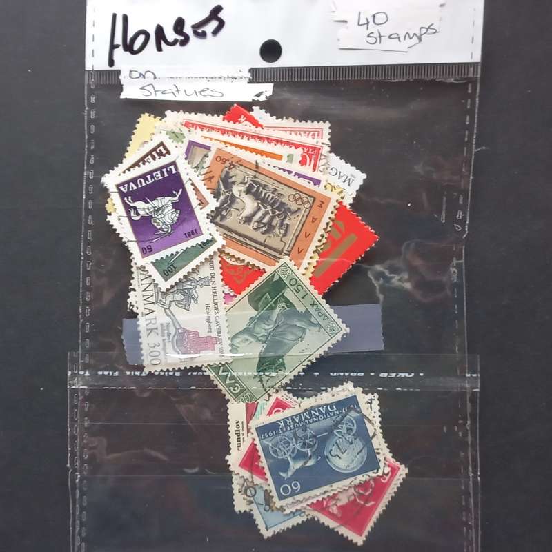 Thematics - Horse Statues - 40 stamps in packet - no obvious duplication
