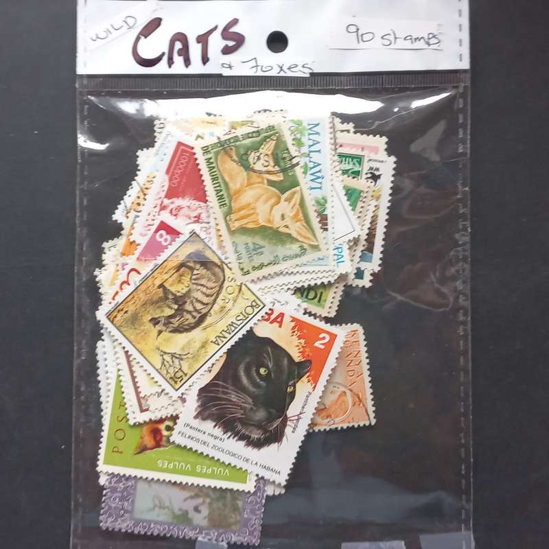 Thematics - Wild Cats & Foxes - 90 stamps in packet - no obvious duplication