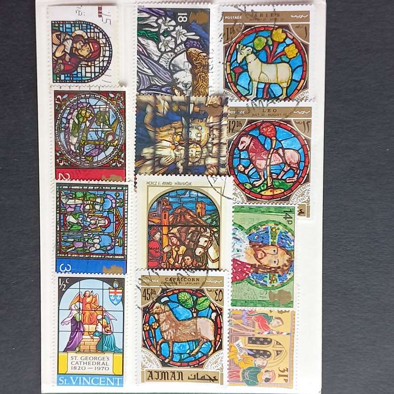 Thematics - Stained Glass Windows - 12 stamps - No duplication