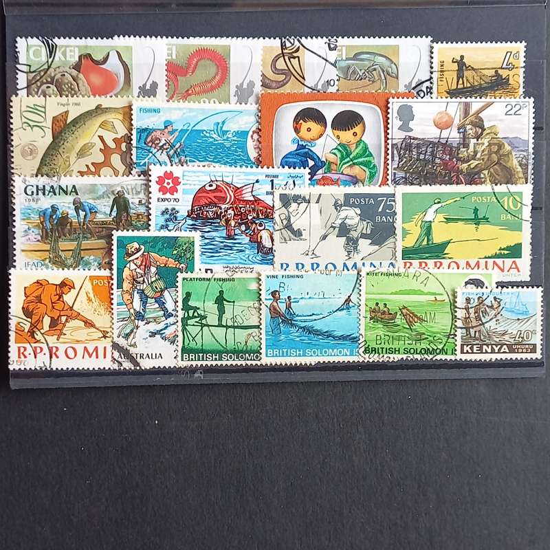 Thematics - Gone Fishing - 19 stamps - No duplication