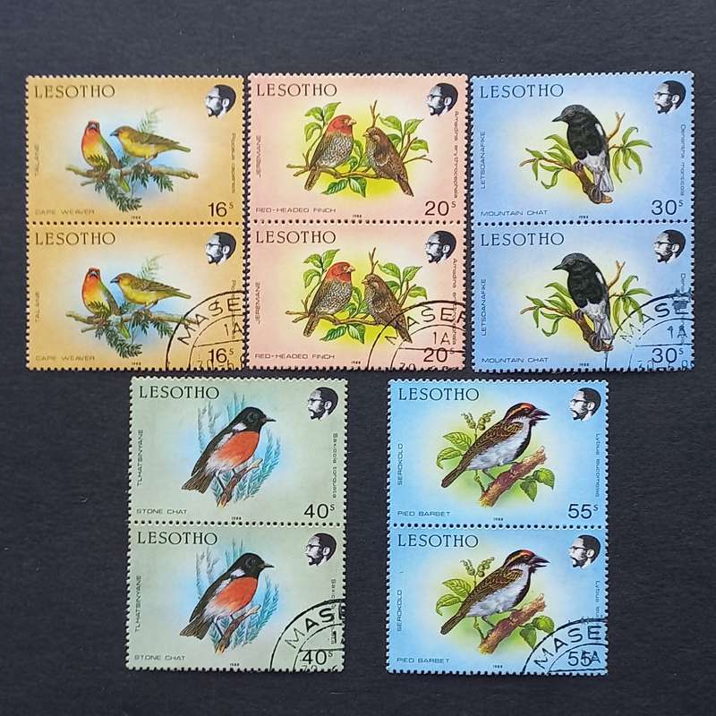 Lesotho - 1988 Birds - Full Set of Pairs - Unused and CTO