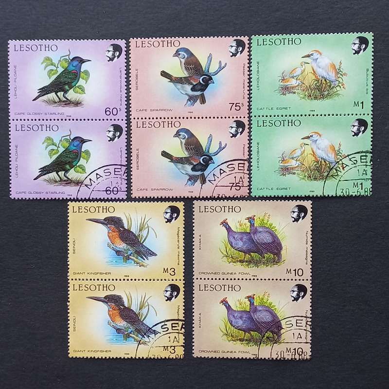 Lesotho - 1988 Birds - Full Set of Pairs - Unused and CTO