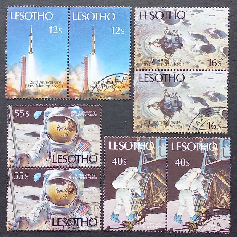 Lesotho - 1989 Landing on the Moon - Full Set of Pairs - Unused/CTO