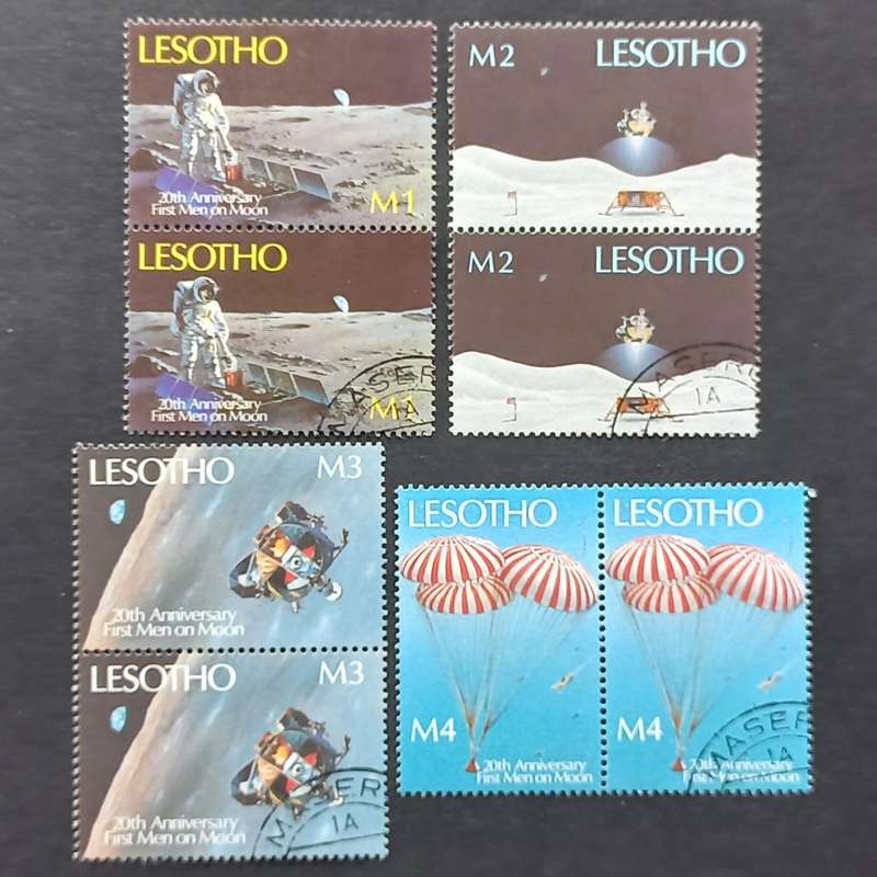 Lesotho - 1989 Landing on the Moon - Full Set of Pairs - Unused/CTO