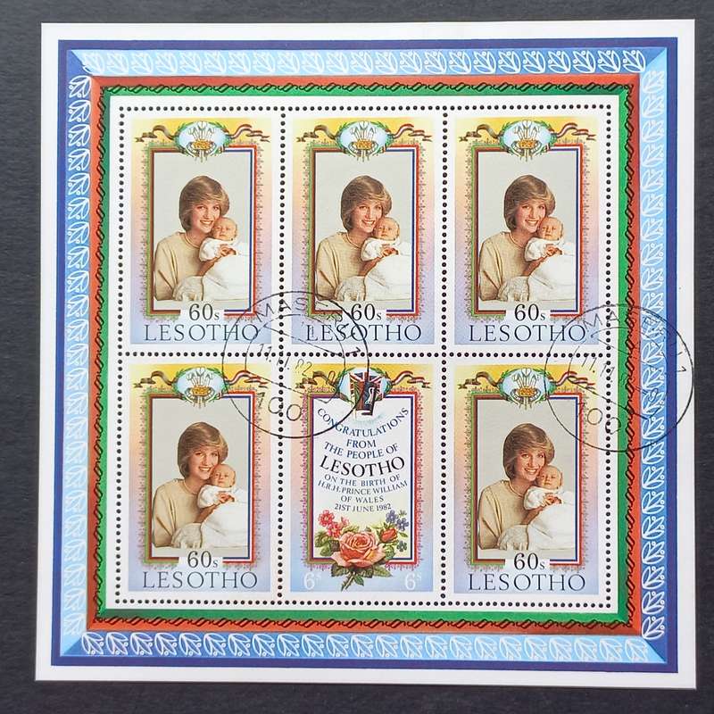 Lesotho - 1982 Birth of Prince William of Wales - Full Sheetlet of 6 - CTO