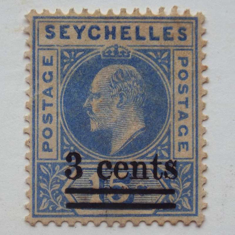 Seychelles - 1903 Surch 3c on 15c Blue - Single with Listed Variety - Unused