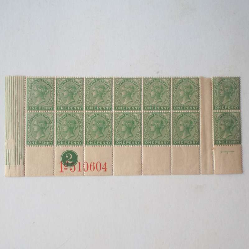 South Australia - 1895-1903 Defin Issue "QV" - 1d Green - Block of 14 - Unused