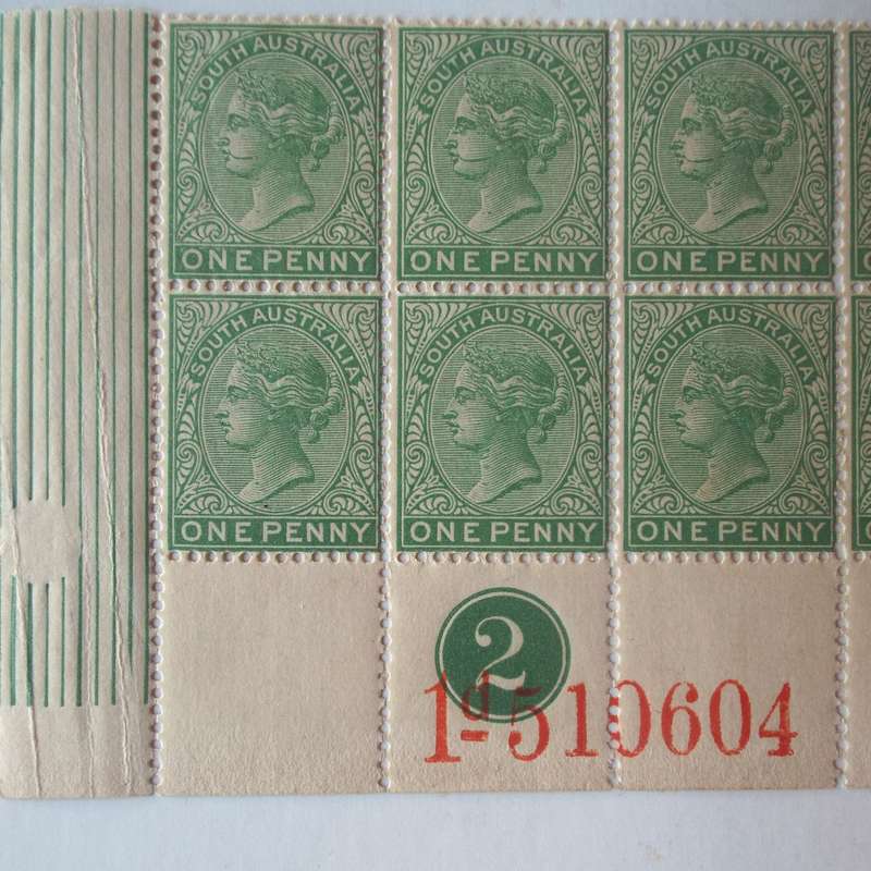 South Australia - 1895-1903 Defin Issue "QV" - 1d Green - Block of 14 - Unused
