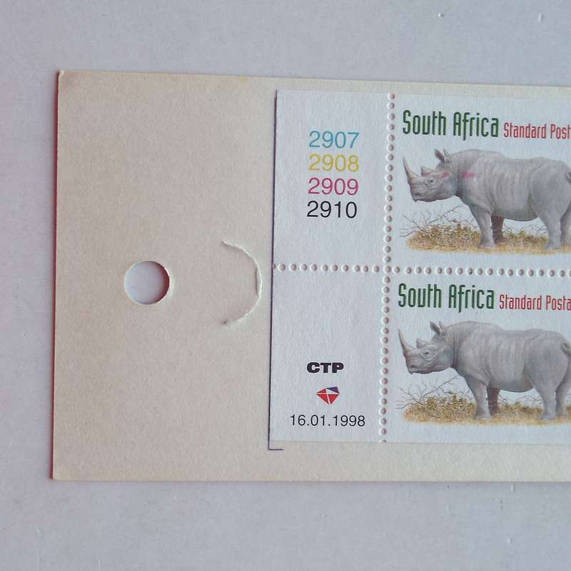 RSA - 1998 Rhino Booklet #33 - Block of 10 - Complete