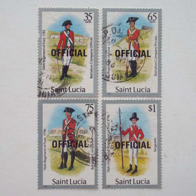 St. Lucia - 1985 Military Uniform "Officials" - Selection of 4 Singles - Used
