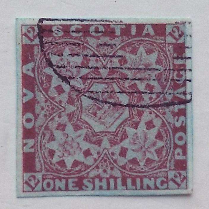 Nova Scotia - 1851 Defin Issue - 1/- Purple (Imperf) - Single - Fine Used