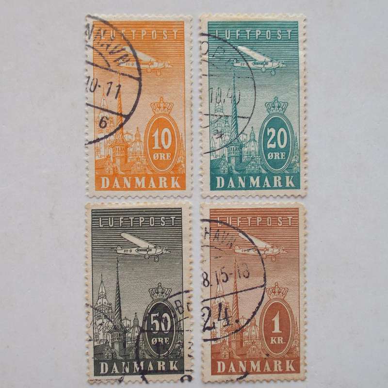 Denmark - 1934 Air - Short Set of Singles (Missing the 15ore Red) - Used
