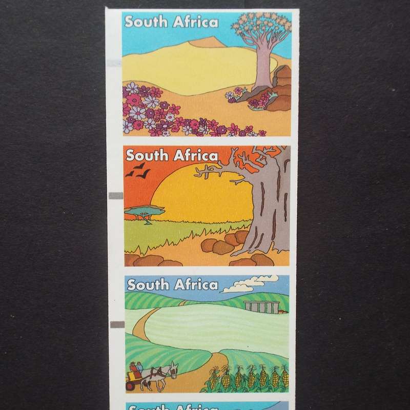 RSA - 1998 Frama Postage Labels "2nd Series" - Imperforate "No Value" Strip of 9 - Very Fine