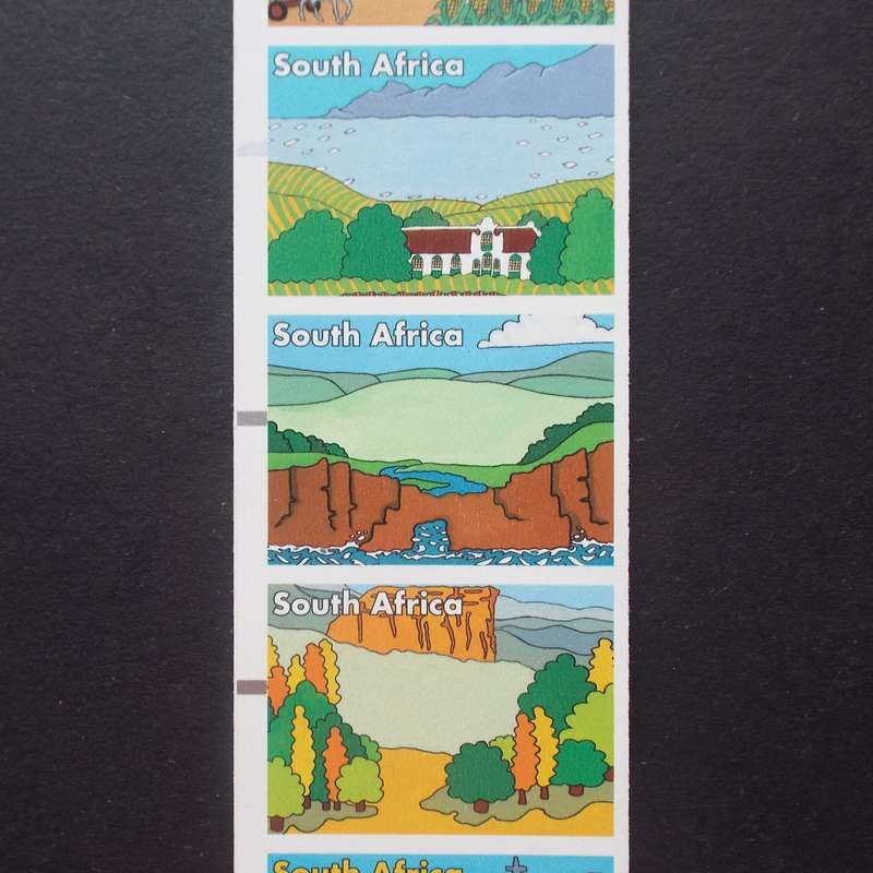 RSA - 1998 Frama Postage Labels "2nd Series" - Imperforate "No Value" Strip of 9 - Very Fine