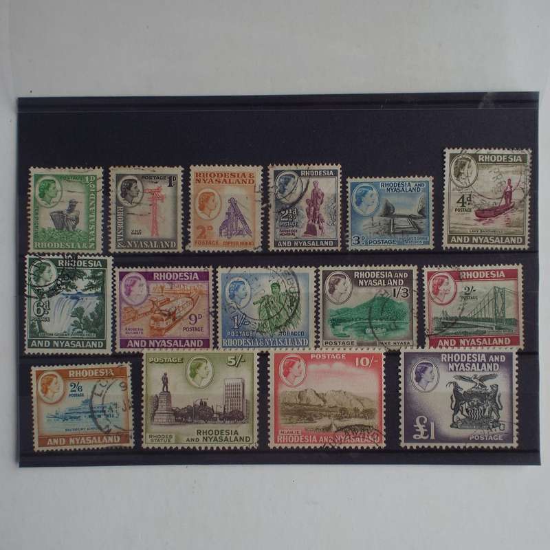 Rhodesia & Nyasaland - 1959 Defin Issue "QEII" - Full Set of Singles - Used