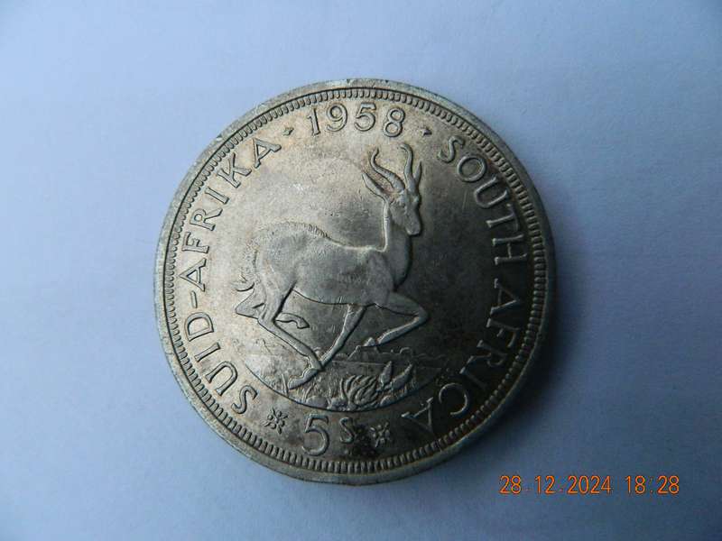 S. A. UNION   5 SHILLING  COIN  -  1958