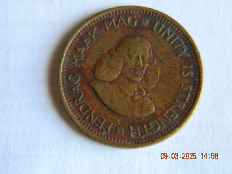 REPUBLIC OF SOUTH AFRICA.     1/2  CENT COIN  -  1961