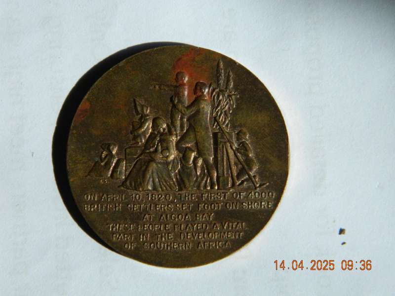 UNION OF SOUTH AFRICA.     -   REMEMBRANCE COIN  -  1820 SETTLERS TO SOUTHERN AFRICA  -  1970