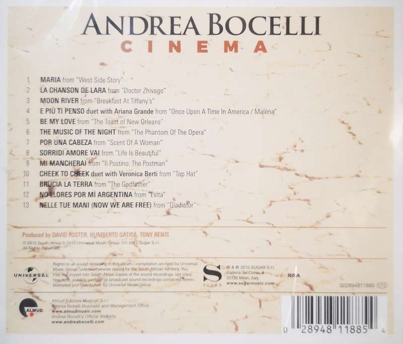 Andrea Bocelli - Cinema (CD) [New]