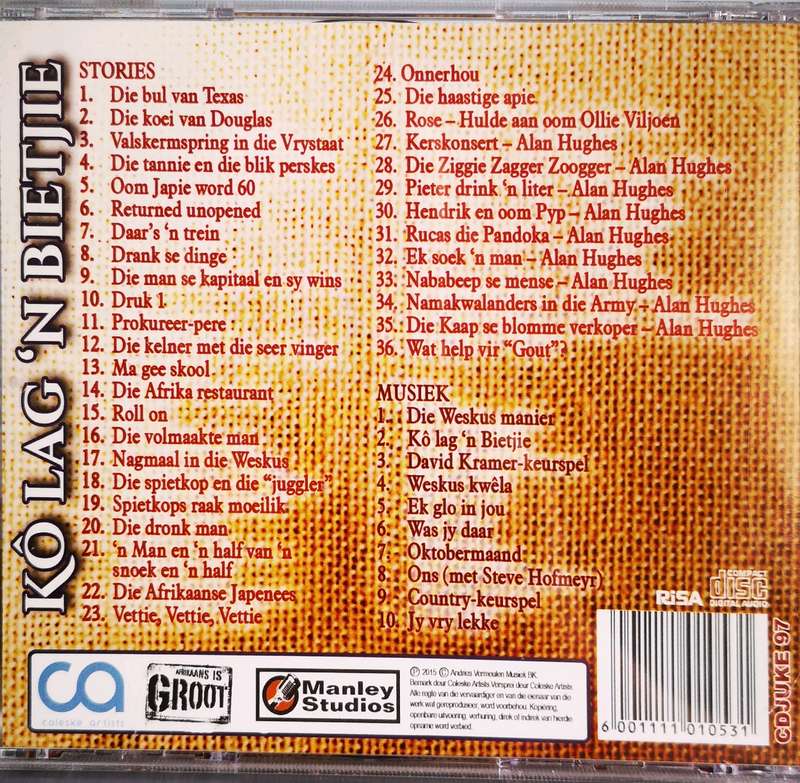 Andries Vermeulen - Ko Lag 'n Bietjie (Musiek & Stories) (2-CD)