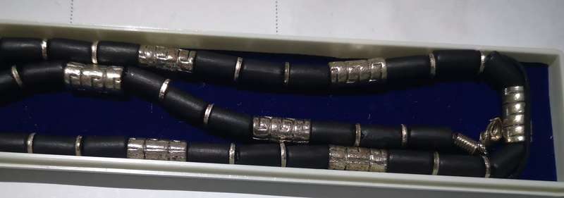 Black and Silver Ethnic Necklace and Bracelet