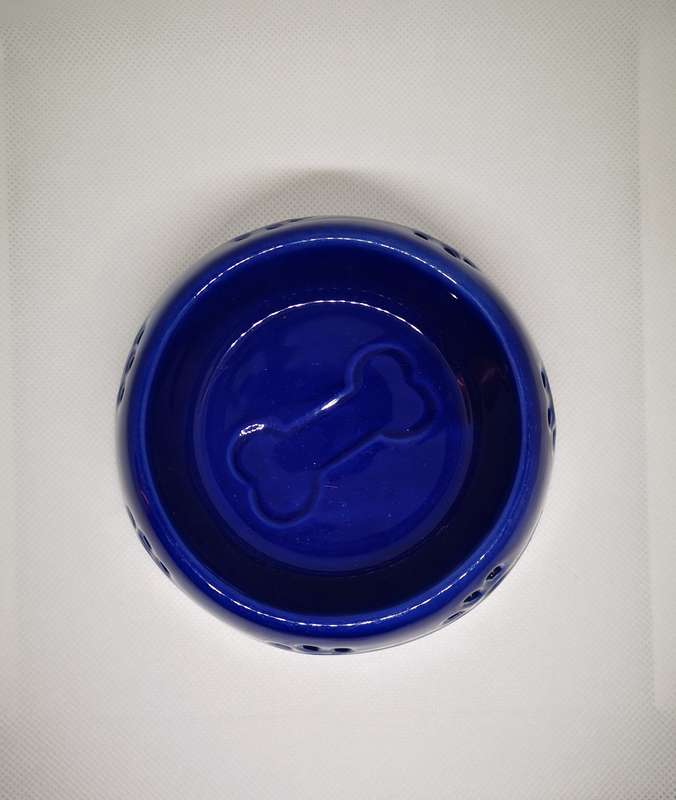 Cat Bowl - Blue Glazed Ceramic [New]
